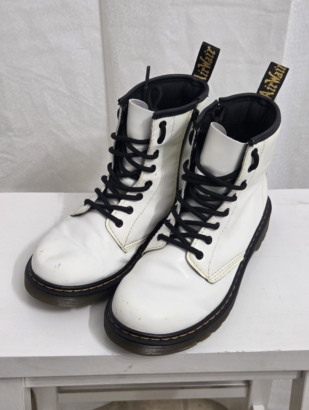 Dr. Martens Junior White Combat Boots Size US 4